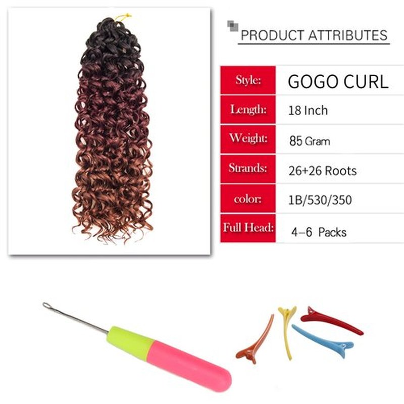 GoGo Curl Crochet hair 18inch Water Wave Crochet hair Ombre Synthetic Bohemian Crochet Braid Deep Wave Braiding hair Extensions (5Packs,1B/530/350)