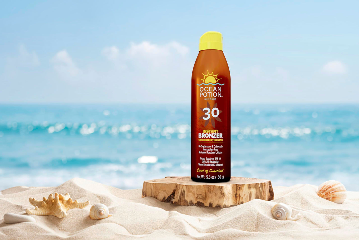 Ocean Potion SPF 30 Sunscreen Spray with Bronzer – Bronzing Sunscreen Mist with Instant Glow, Broad Spectrum Sun Protection with Aloe & Vitamin E, 5.5 oz