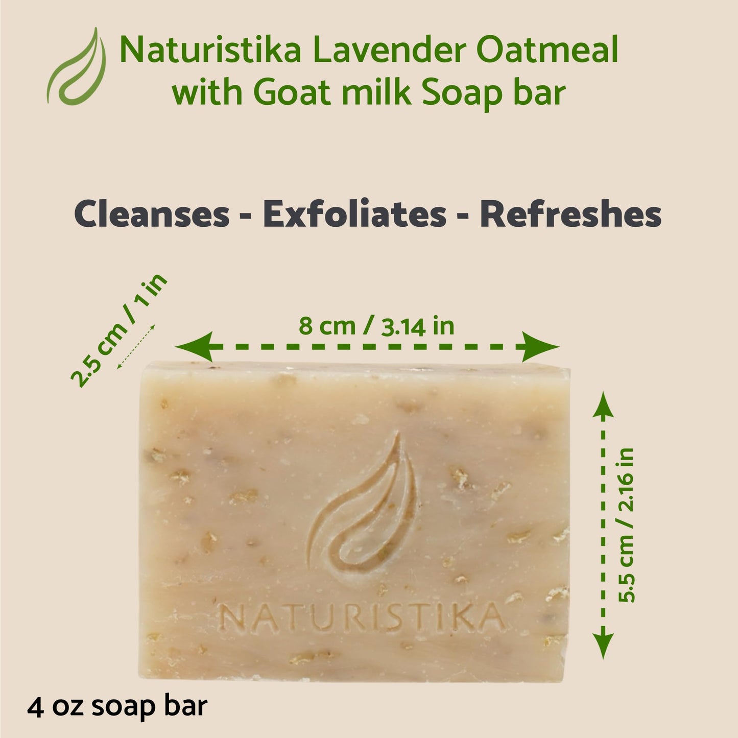 Lavender Oatmeal with Goat Milk Soap Bar (3 Pack), All Natural Handcrafted with Organic Oils. Face and Body Soap for Men, Women and Teens. SLS Free, NO Parabens, Handmade in USA.