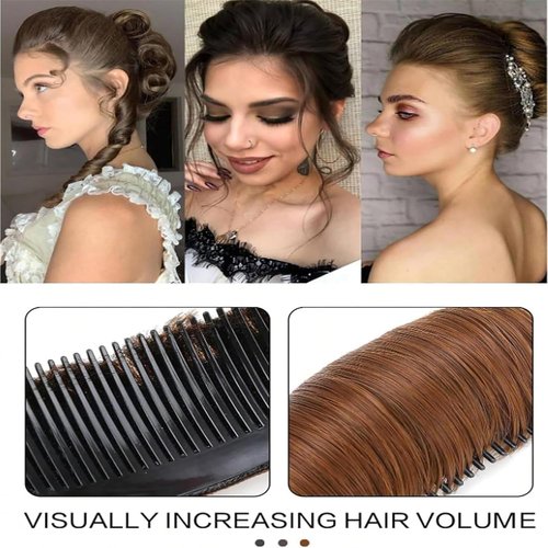 Invisible Fluffy Hair Pad, Natural Hair Bump Clip for Volume, DIY Heighten Hair, Fluffy Hair Pad Styling Insert Tool, Hair Bun Invisible False Hair Clip(2pcs, Blonde)