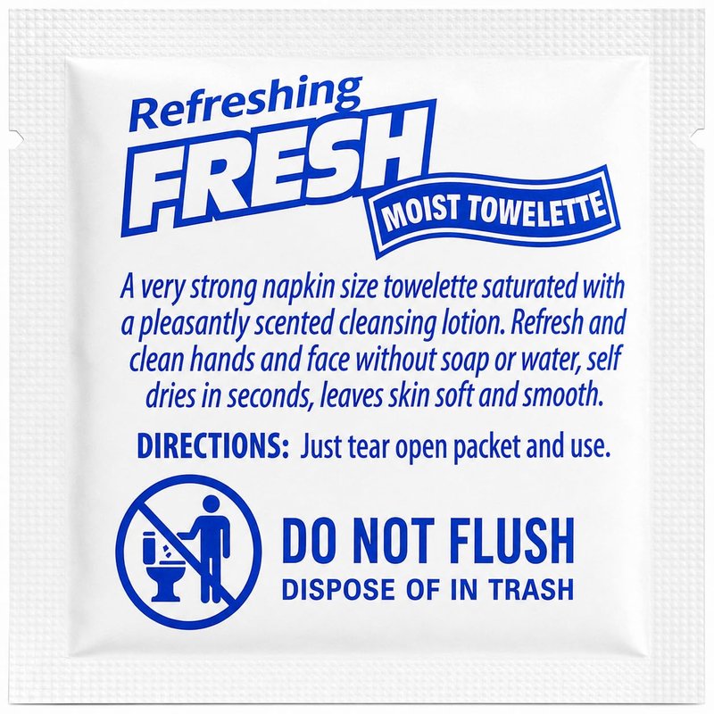 Fresh Lemon Moist Towelettes, Individually Wrapped Hand Wipes for Travel, Disposable Alcohol-Free Wet Wipes (25, Jumbo)