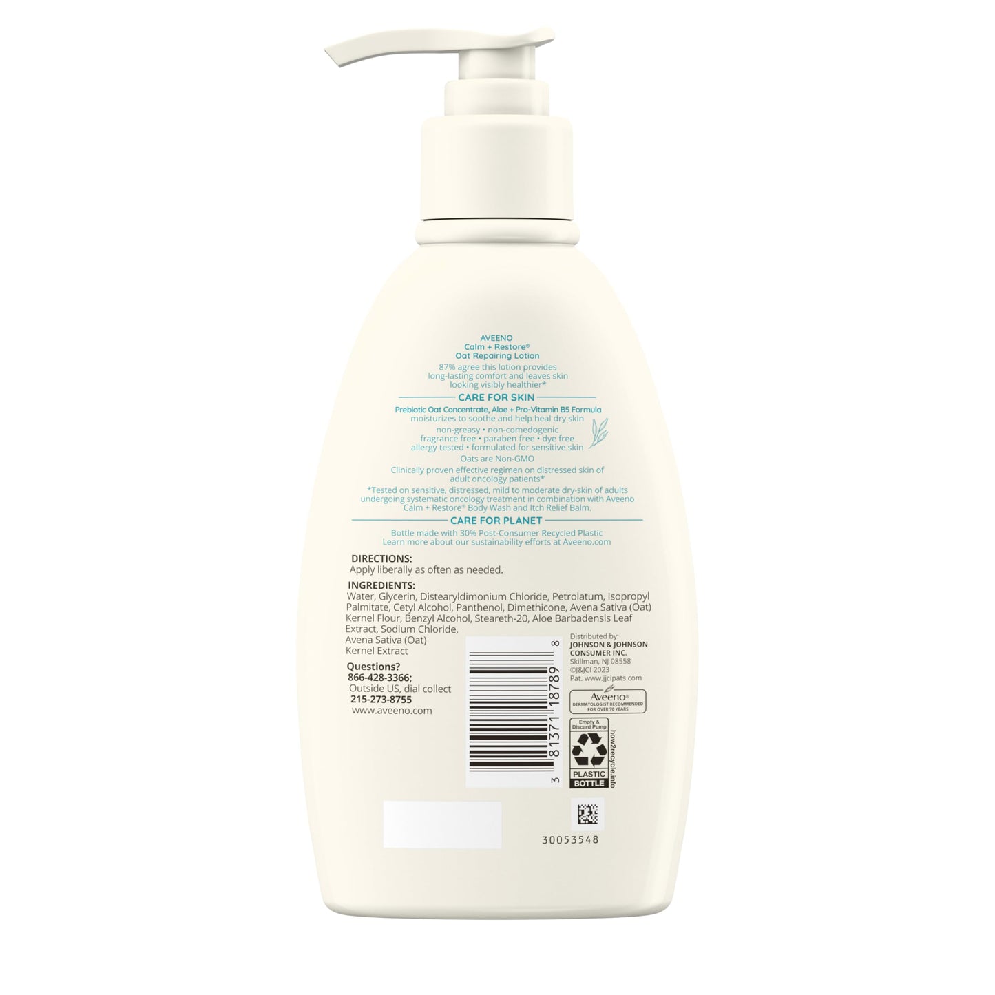 Aveeno Calm + Restore Oat Repairing Body Lotion for Sensitive Skin,Daily Moisturizer with Prebiotic Oat,Aloe & Pro-Vitamin B5,Fragrance Free Body Lotion Helps Heal Dry Skin,12 oz,(Pack of 12)