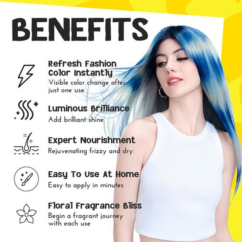 COLORLOMO Color Depositing Conditioner - 6 oz Semi Permanent Hair Color with Shea Butter & Almond Oil- Color Conditioner Depositing Hair Mask - Vegan, Paraben, Ammonia & Sulfate Free - Blue