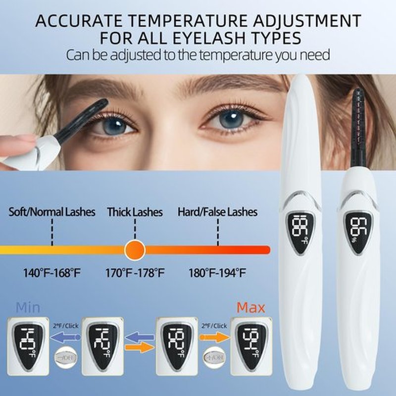 EYECURL Heated Eyelash Curlers, Portable Heated Lash Curler,Heated Eyelash Curler Intelligent Power 0ff, Makeup Electric Eyelash Curler (Bright White, S600-148MM)