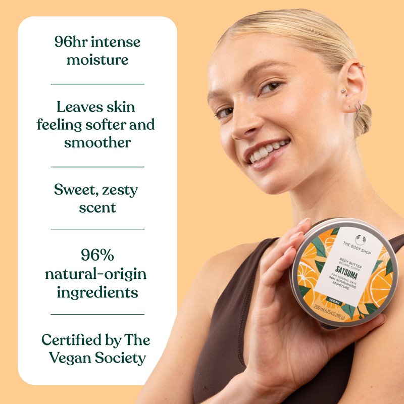 The Body Shop Satsuma Body Butter – Nourishing & Moisturizing Skincare for Normal Skin – Vegan – 1.69 oz