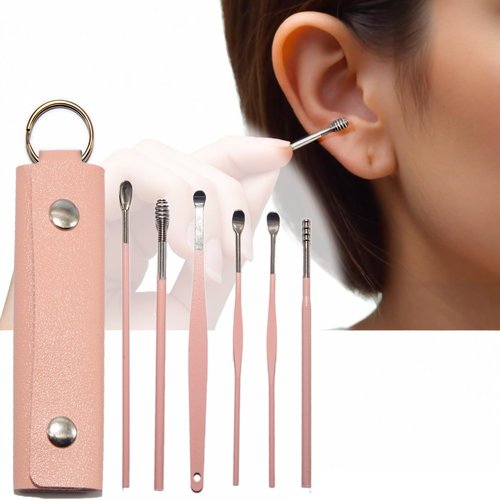 Nail Clippers Kit and Ear Wax Removal Kit, Portable Nail Care Kit, Toenail Clippers for Thick Nails, Nail Clippers Set Travel (Pink)
