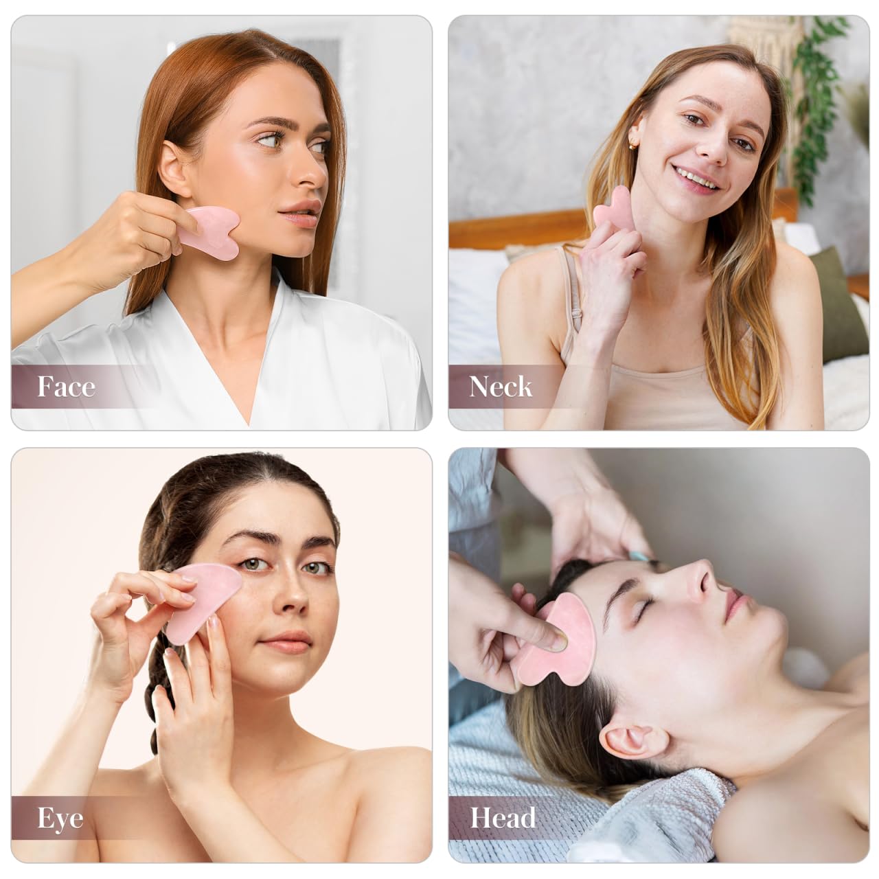 Gadpiparty Natural Jade Gua Sha Facial Massager Tool 3.14X1.96In Pink Scraping Plate for Face Eye Relaxation Skin Hydration Circulation Massage