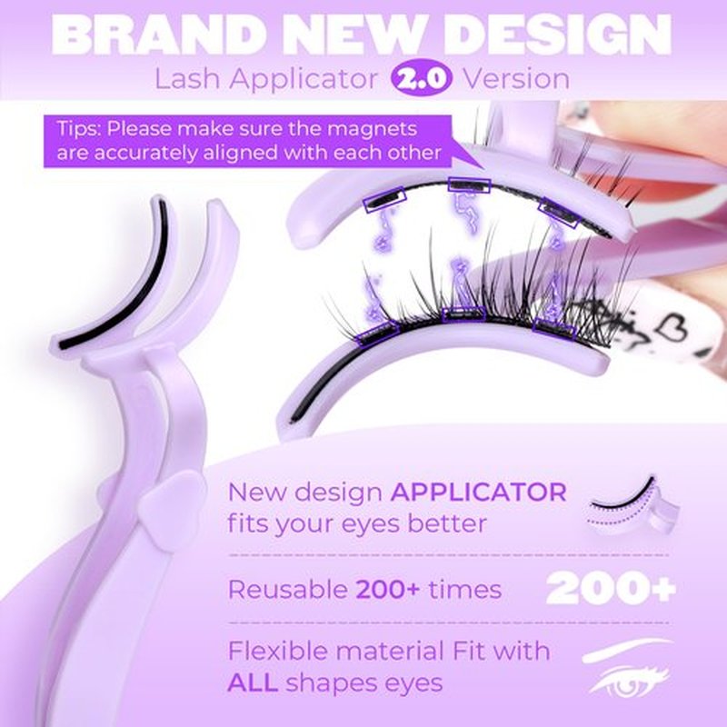 JIMIRE Manga Magnetic Eyelashes Natural Look Soft Magnetic Half Lashes Reusable Comfortable Magnetic Half Eyelashes with Applicator No Glue No Eyeliner Needed 1 Pair Pack