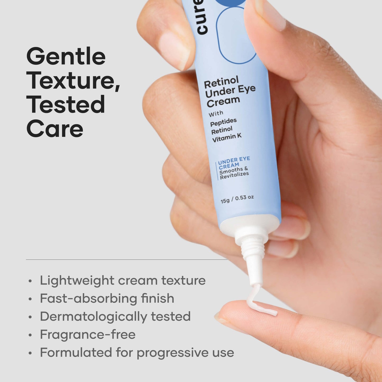 Cureskin Retinol Under Eye Cream with Peptides and Vitamin K, Encapsulated Retinol Eye Cream for Dark Circles, Puffiness, Fine Lines and Wrinkles, Gentle Night Eye Treatment, 15 g