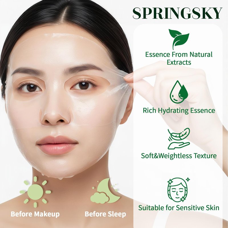 SPRINGSKY Cactus Sheet Mask,8-Pack Korean Skincare Face Mask,Deep Hydrating & Moisturizing Skincare for Dry & Sensitive Skin,Soothes Skin,Instant Calm & Glow,Korean Beauty