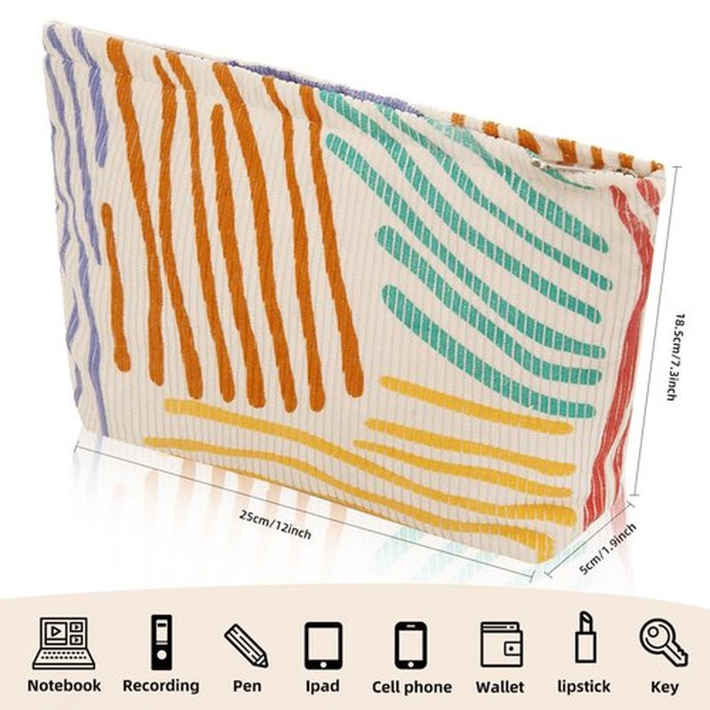 Wudimeitt Cosmetic bag Makeup bag Preppy Cute Corduroy Toiletry bag for women travel essentials (Graffiti art)