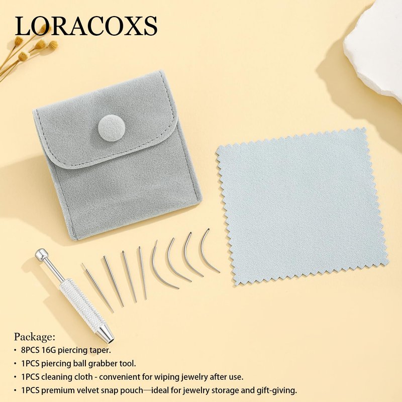 LORACOXS Piercing Taper Insertion Tool Piercing Ball Grabber Tool Kit 14G 16G 18G 20G Body Piercing Changing Tool Internal/External Threaded/Push In Piercing Threader Tool for Ear/Nose/Navel/Lip