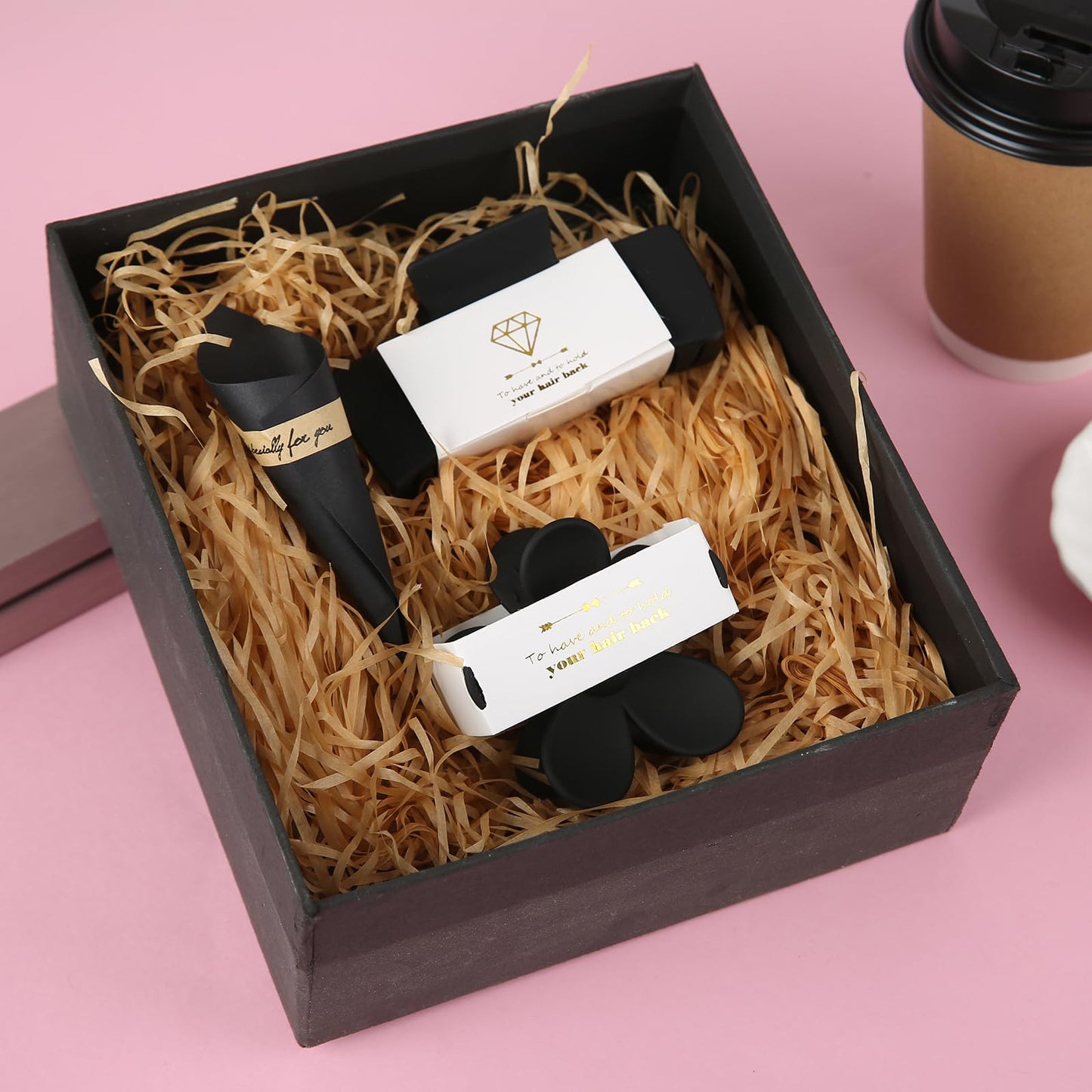 12pcs Bridesmaid Proposal Gifts 4.1inch square Bachelorette hair Claw Clip heart Sunglasses set of 6 Girls Trendy gift for Wedding Party Favors(Black)