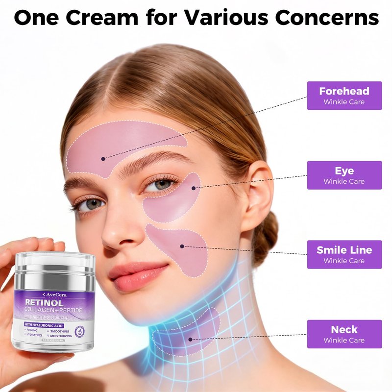 AveCera Peptide Retinol Collagen Neck Cream with Gua Sha Tool, Tightening Firming Anti-Aging Fine Line Day & Night Moisturizer for Women, Face, Jawline, Neck & Décolleté Women Men Skin Care, 1.7fl.oz