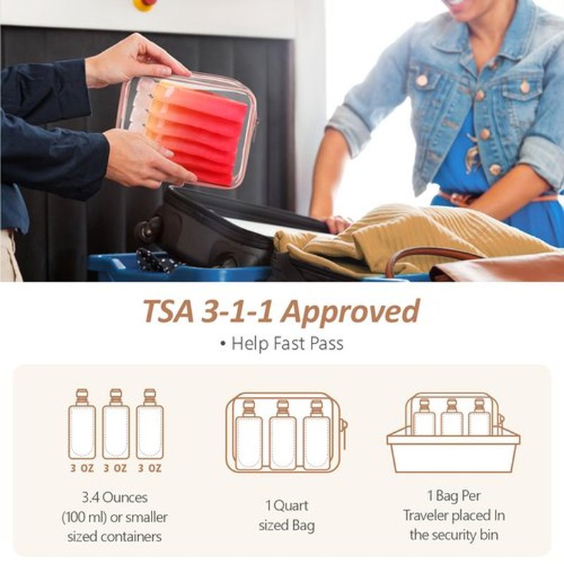 PACKISM Travel Bottles for Toiletries - 24 Pack Leak Proof 3oz TSA Approved Travel Pouches, Stand Up, Slim & Lightweight Design, Space Saving, Pack More Shampoo Conditioner Lotion Body Wash