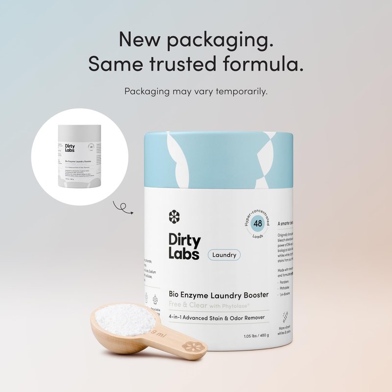 Dirty Labs | Scent Free | Bio Enzyme Laundry Booster | 48 Loads (1 lb) | Hyper Concentrated | High Efficiency & Standard Machine Washer | Nontoxic, Biodegradable | Stain & Odor Removal Enzyme Booster