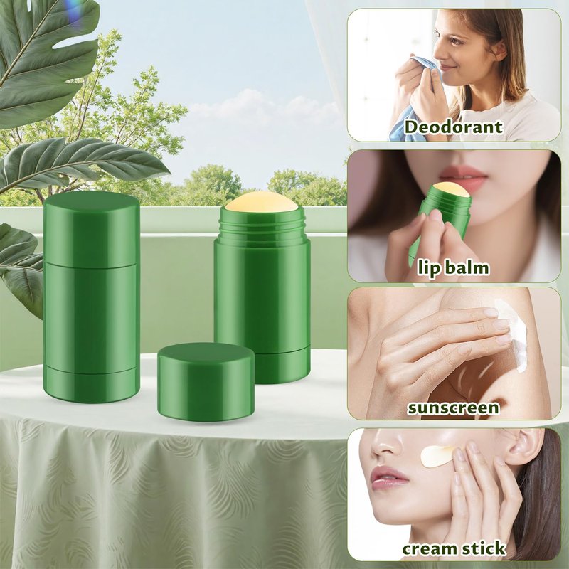 glasstore 24 Pack 40ml/1.3oz Empty Deodorant Containers Twist-Up Refillable Deodorant Tubes Plastic Deodorant Bottles Bottom-fill Lip Balm Tubes For DIY Homemade Deodorant Aromatherapy Balm (green)