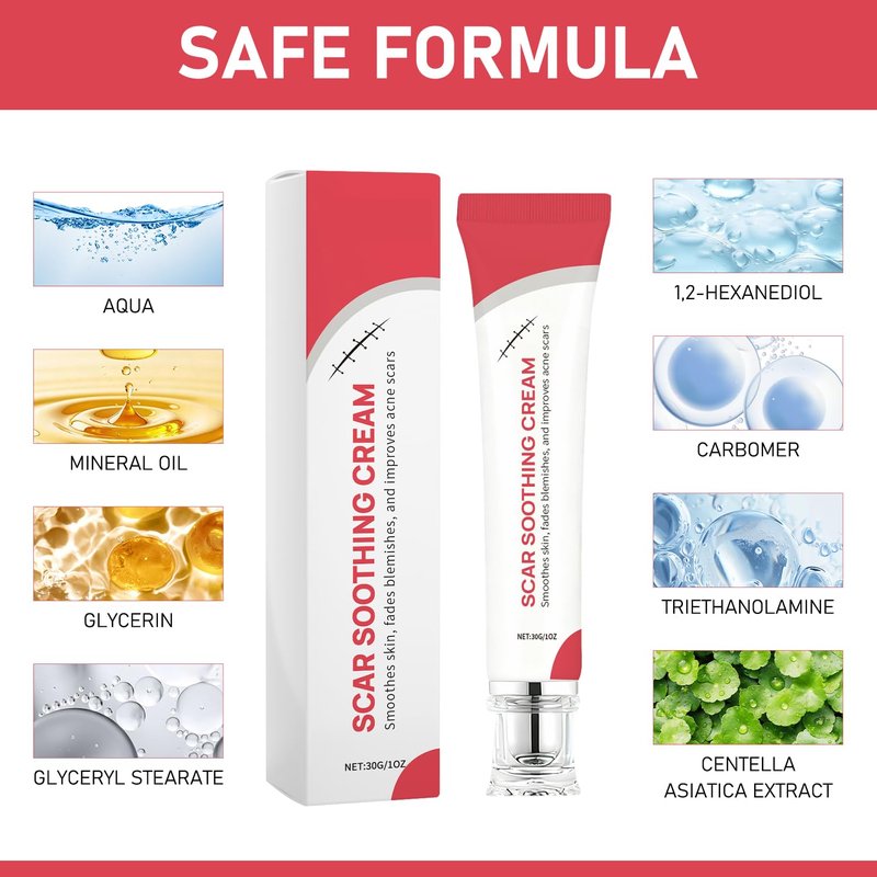 2PCS Scar Soothing Cream & Smoothing Cream for Scars - Gentle Care for Sensitive, Helps Improve Appearance of Scars, For Recover Smooth, Lightweight Non-Greasy Formula