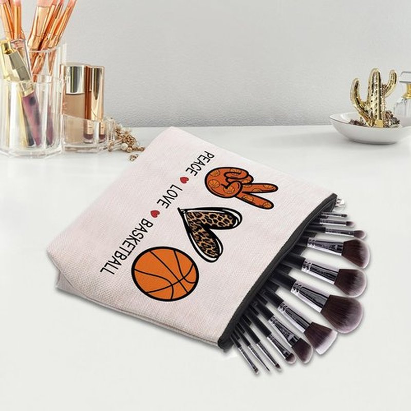 CEASQVAA Basketball Gifts for Women, Makeup Cosmetic Bag Gifts for Basketball Players Fans Friends, Basketball Team Gifts Travel Makeup Pouch
