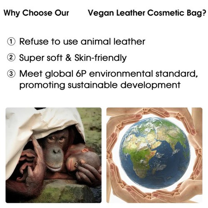 Wandering Nature Makeup Bag, Travel Make Up Organizer Cosmetic Brush Bags Case for Women in Vegan Leather, Milky White(Patent Pending)