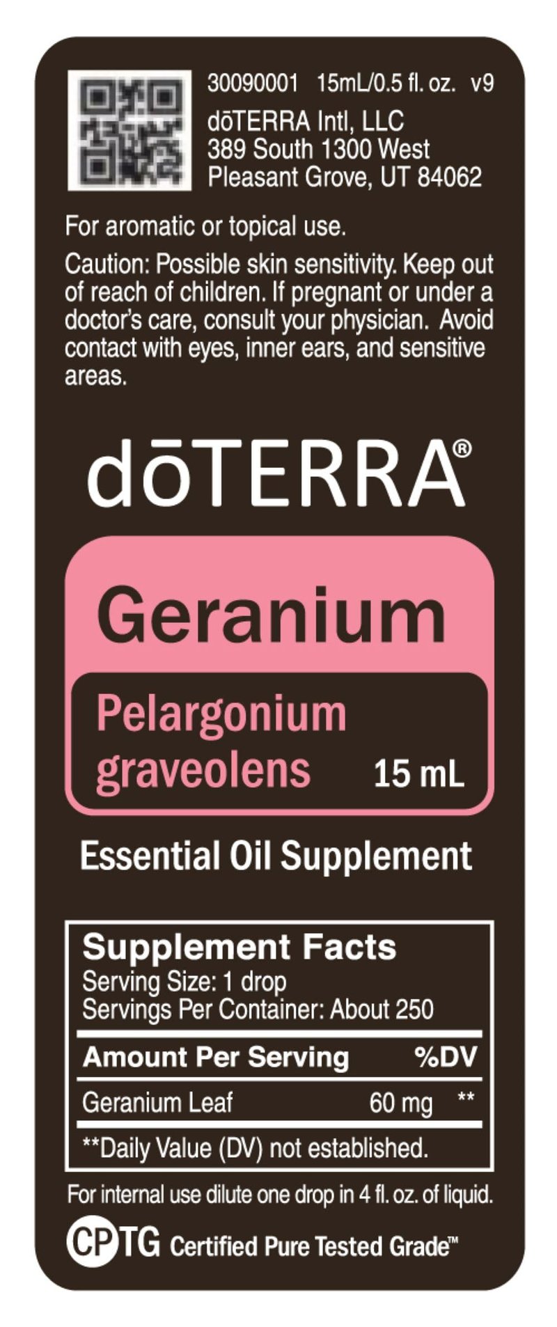 doTERRA Geranium Essential Oil - Promotes the Appearance of Clear, Healthy Skin, Naturally Repels Insects, Gives Hair a Vibrant, Healthy Glow; For Diffusion, Internal, or Topical Use - 15 ml