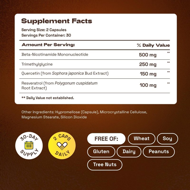 NMN Supplement 1000mg, 4-in-1 Liposomal NMN 1000mg Pure Organic for NAD+ Supplement with Quercetin, TMG, NMNH Alternative, Supports Cellular Energy & NAD+ Levels, Third-Party Tested, 60 Capsules