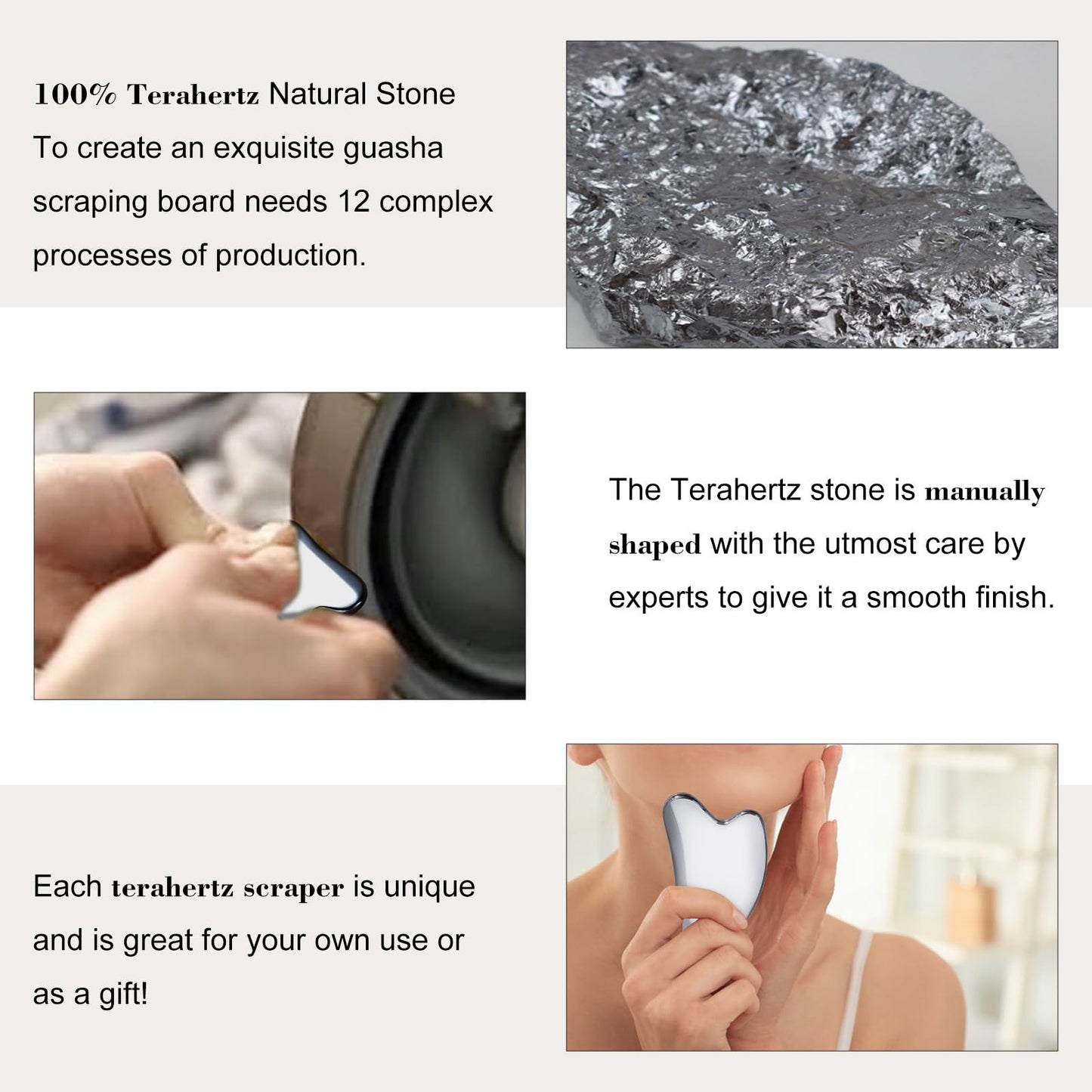 FSwsawX Terahertz Stone Gua sha Facial Tool,cryo gua sha,Natural Terahertz Gua sha Board for SPA Therapy Trigger Point Treatment