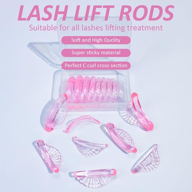 Libeauty Lash Lift Shield, Super Soft Lash Lift Pads Shell Shape Lash Perm Rod Eyelash Curler Tool 16 Pcs (Pink)