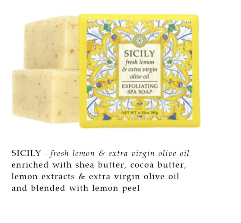 Greenwich Bay Trading Co., Sicily Exfoliating Spa Soap, Set of 3 Square Bars, 6.35 Ounces Each
