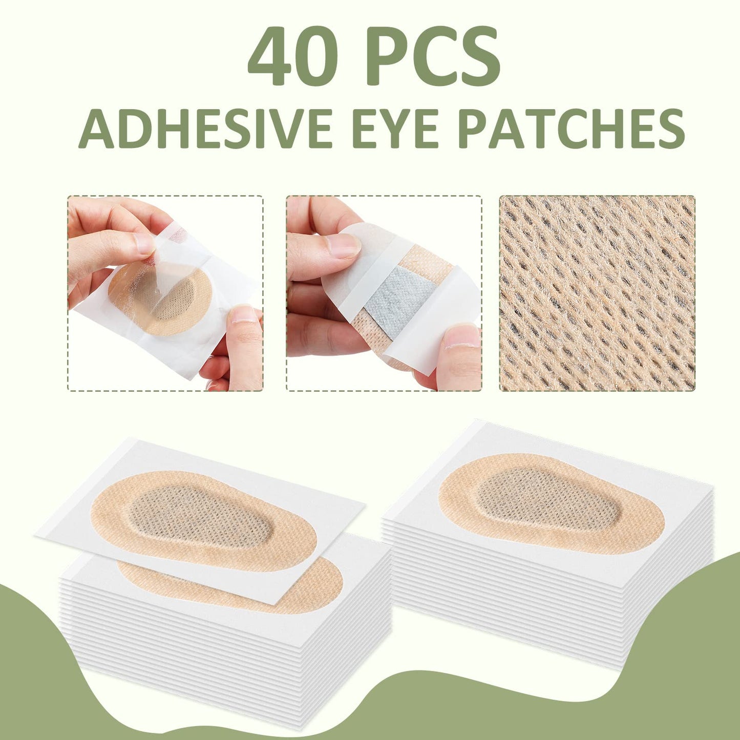 Panitay 40 Pcs Adhesive Eye Patches for Adults Eye Patch for Disposable Breathable Amblyopia Lazy Adhesive Bandages for Men(3 x 2 Inch,Nude)