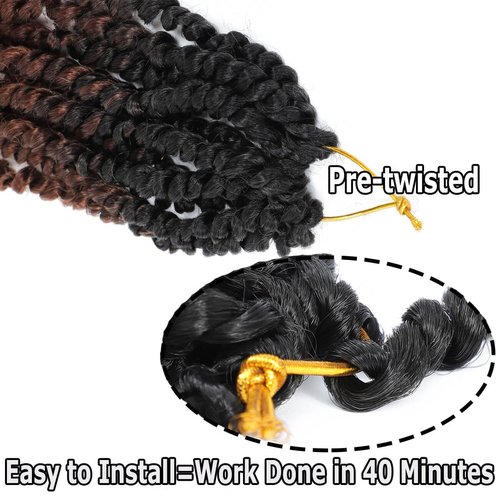 8 Packs 3 Tones Ombre Color Pre-twisted Hair Crochet 14 Inch 1B/30/27 Passion Twist Hair Pre looped Curly Synthetic Hair for Brown Bohemian Long Passion Twists for Black Women (14inch,1B/30/27)