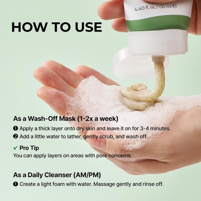 Heartleaf Rice Deep Pore Cleansing Face Wash - 2-in-1 Mochi Mask & Cleanser for Glass Skin | Salicylic Acid, 4.40 fl. oz (130 ml)