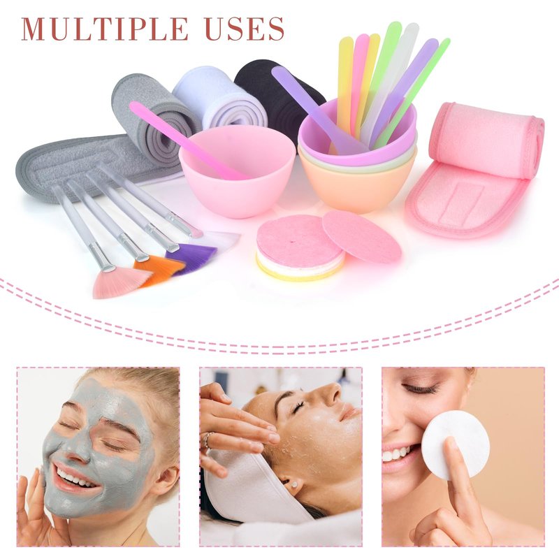 Esthetician Supplies for Facials Set 4 silicone facial bowls esthetician 4 Facial Headbands Esthetician 15 compressed facial sponges 10 facial spatula estheticians 4 Facial Mask Fan Brushes