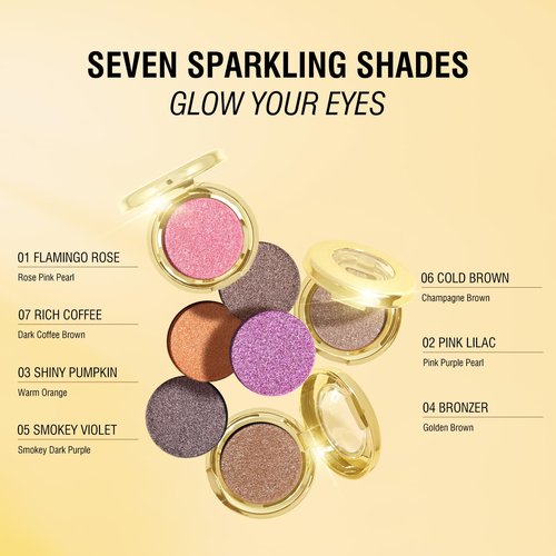 KYDA Single Glitter Eyeshadow, Sparkling Champagne Brown Eyeshadow, Cold Neutral Brown Shimmer Pressed Powder Eyeshadow, High Glow Eyeshadow Compact, Lightweight Blendable Pearl Eyeshadow, Cold Brown
