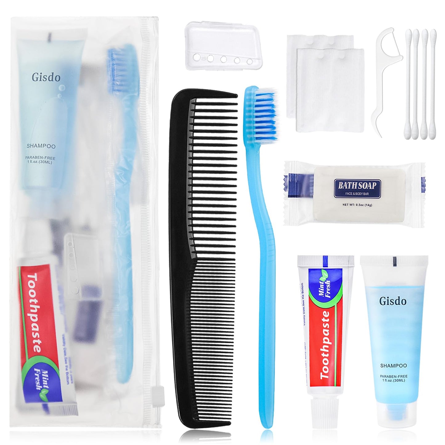 Gisdo 5 Kits Basic Toiletry Kits Homeless Personal Hygiene Kit Bulk Homeless Care Package Supplies Travel Toiletry Kit Homeless Hygiene Kit Bulk for Men Women Charity Toiletry Bag(10-IN-1)