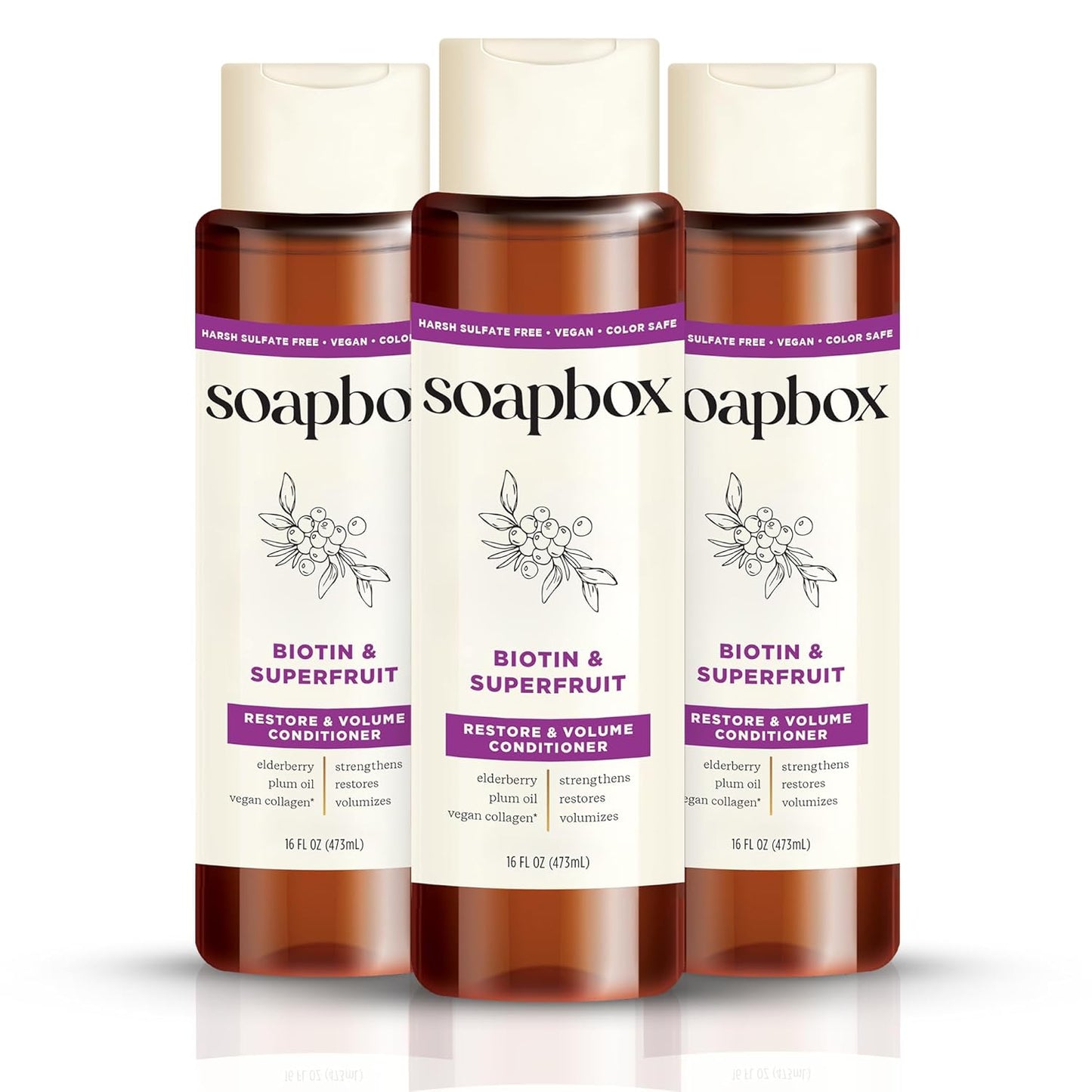 Soapbox Argan Oil with Shea Butter Conditioner, Volumizing, Vegan, Color Safe, Sulfate & Silicone Free Hair Conditioner, 16oz, Pack of 3
