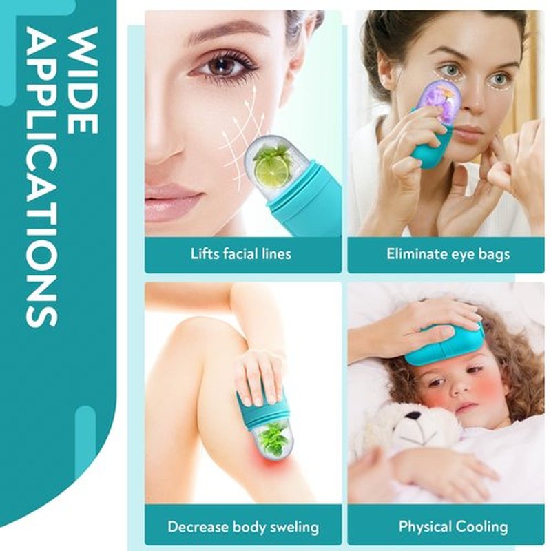 AURUZA Ice Face Roller and Gua Sha Set, Ice Roller for Face & Eye Puffiness Relief Beauty Facial Rollers Mold Icing Self Skin Care Massage Cube Skincare Tools for Shrink Poresā¦
