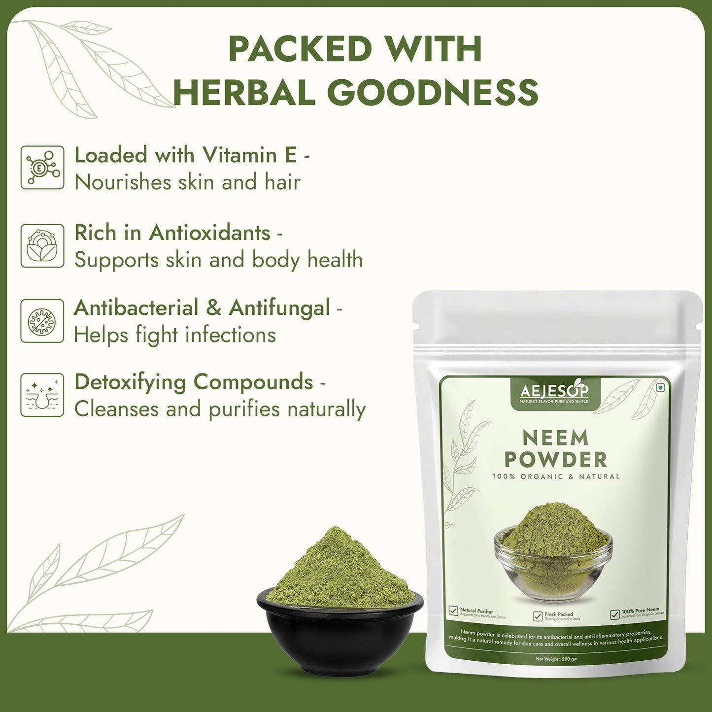 AEJESOP Neem Leaf Powder (Azadirachta Indica), 7oz(200g)