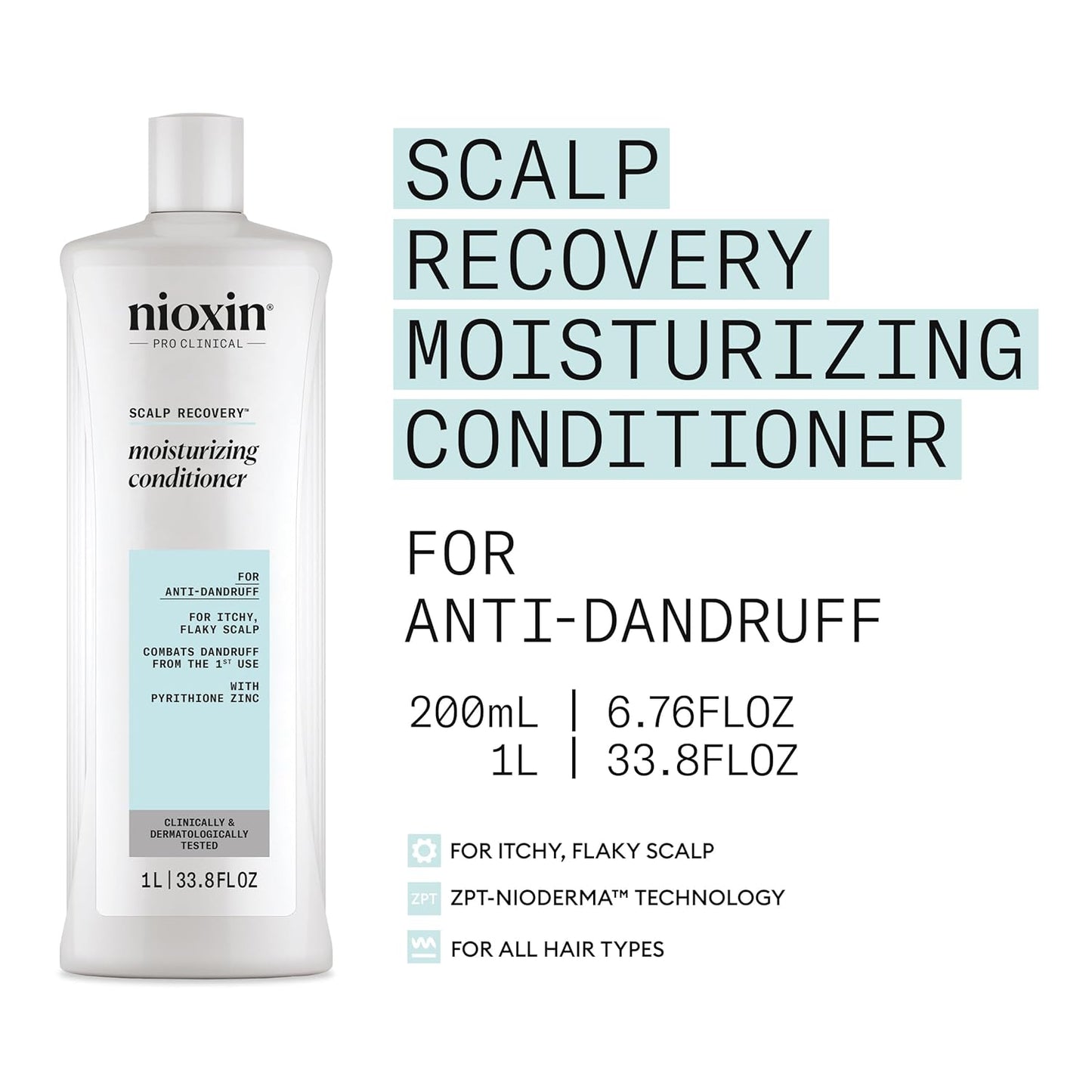 Nioxin Scalp Recovery Moisturizing Conditioner | For Itchy, Flaky Scalp | Anti-Dandruff | Formulated with Pyrithione Zinc & Strengthening Amino Acids