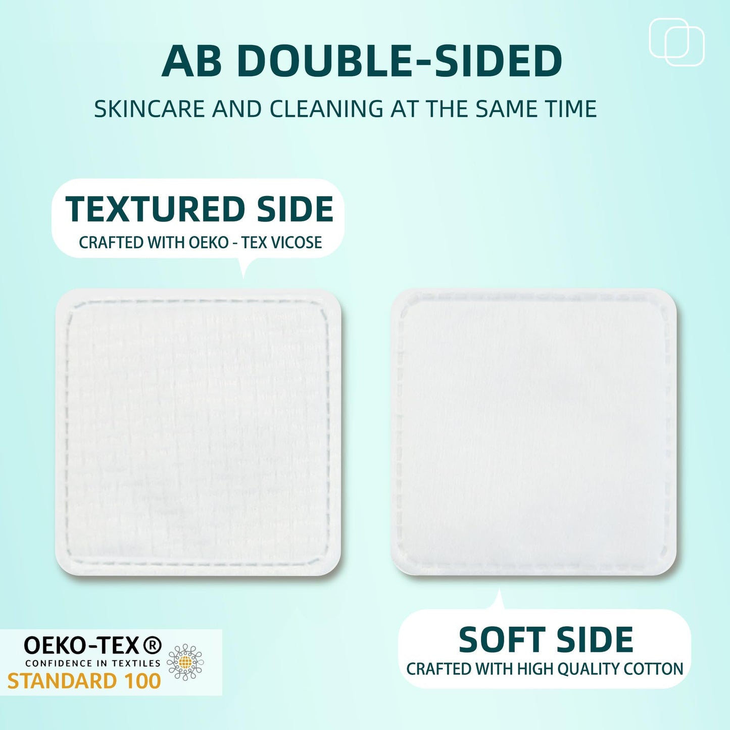Premium Exfoliating Cotton Pads (60 Count) - 100% Cotton, Extra-Soft and Lint-Free, Durable Squares for Facial, Lip, and Eye Makeup Removal