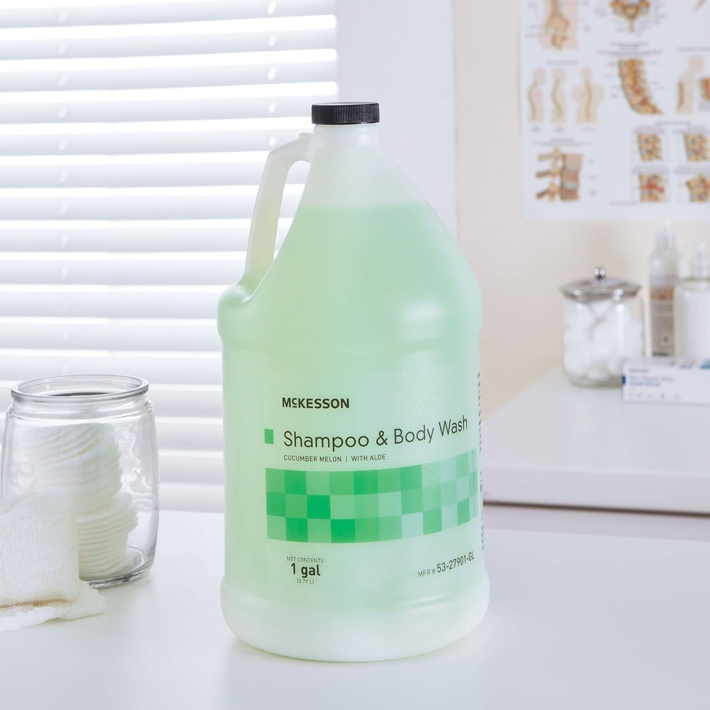 McKesson Body Wash and Shampoo - 1 Gallon Bulk Refill Full Body Wash with Aloe, Cucumber Melon Scent - Sensitive Skin & Hair 2‑in‑1