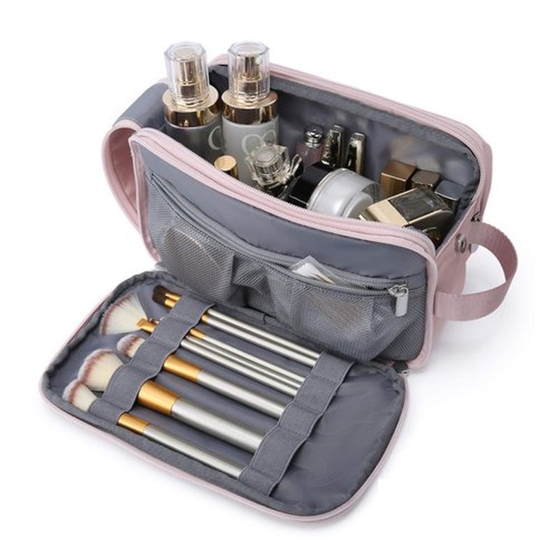 BAGSMART Toiletry Bag for Men, Travel Toiletry Organizer Dopp Kit Water-resistant Shaving Bag for Toiletries Accessories, Door Room Essentials,Pink-medium
