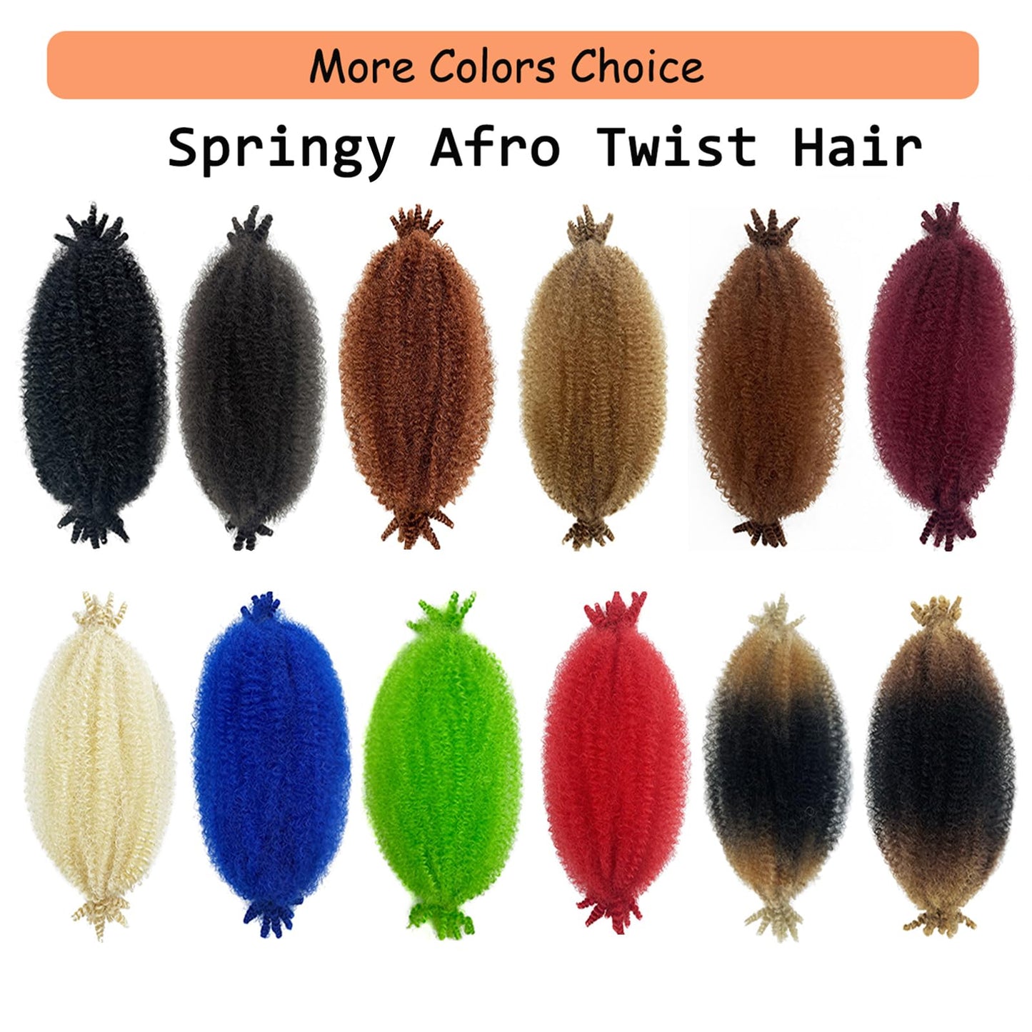 3 Packs Marley Twist Braiding Hair, Springy Afro Twist Hair Pre-Separated Kinky Twist Crochet Hair Braids for Distressed Soft Locs Spring Twist Hair for Girls (Natural Black, 8 Inch(Pack of 3))