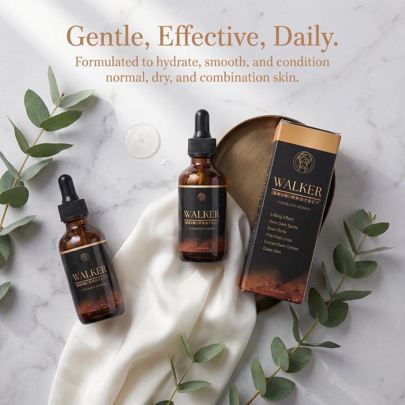 Walker Facial Essence Moisturizer, a lightweight skincare formula containing hyaluronic acid and black castor oil, helps improve skin texture and brighten the complexion of darker skin tones. (1(Pcs))
