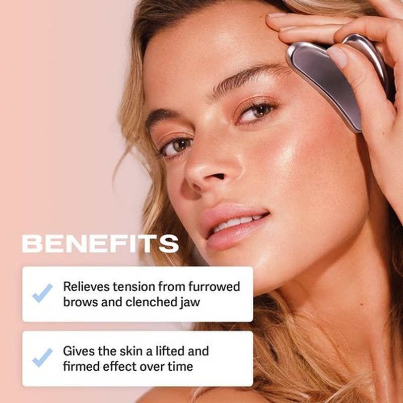 Sacheu Stainless Steel Gua Sha - Metal Gua Sha, Gua Sha Facial Tools Stainless Steel, Reduce Puffiness, Lymphatic Drainage, Facial Tension, Durable Stainless Steel Gua Sha Tool with Travel Pouch