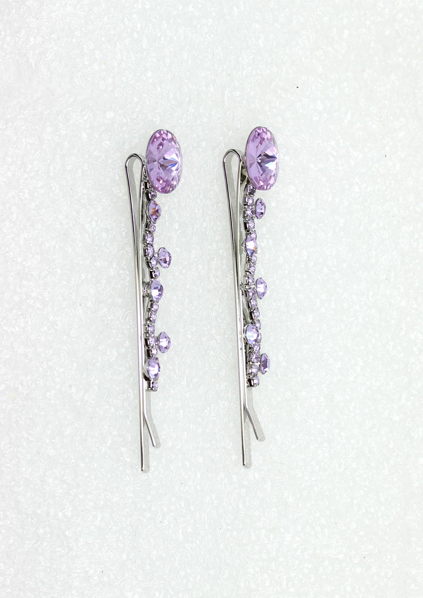 Faship A Pair Of Violet Purple Premium Rhinestone Crystal Floral Hair Clips 2 Pcs Pins - Violet