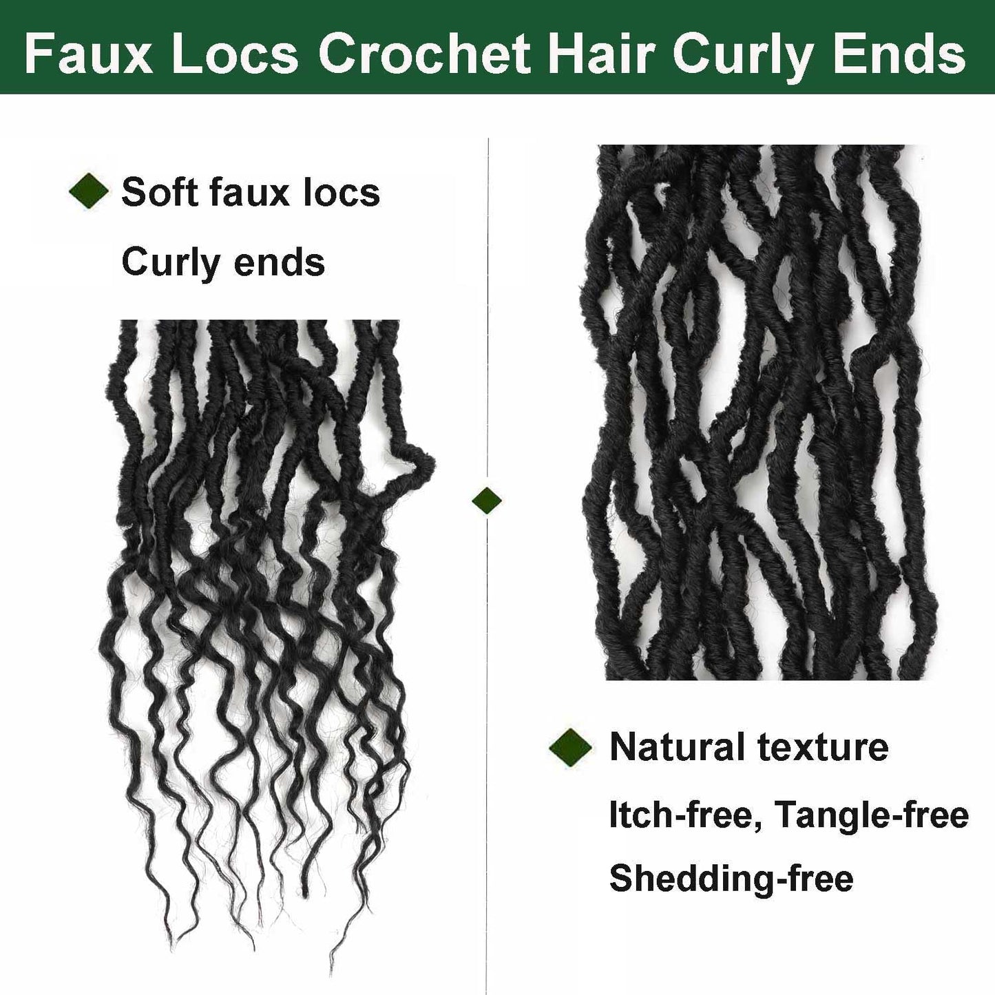 8 Packs 24 Inch Soft Locs With Curly Ends Faux Locs Crochet Hair Boho Braids Crochet Locs Hair for Women Crochet Dreads (24inch 8Pack 1B)
