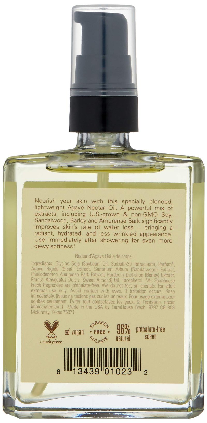 FarmHouse Fresh Agave Nectar Ageless Body Oil, 4 Fl Oz (Pack of 1)
