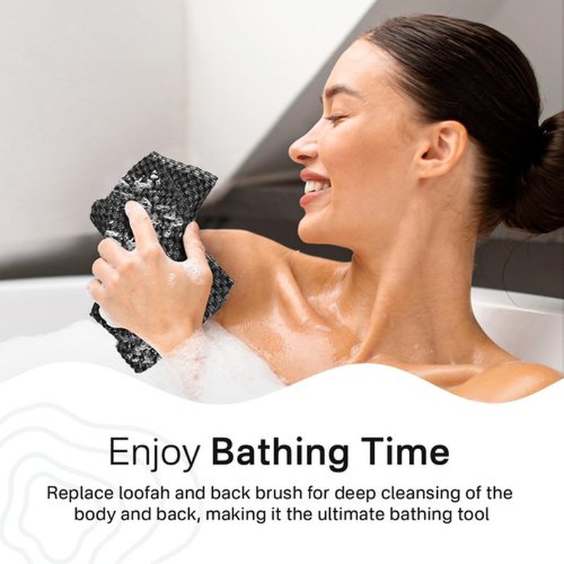 Yiclick Exfoliating African Net Sponge 1PC - Exfoliating Body Scrubber Exfoliator, Exfoliating Washcloth Towel, Exfoliate Rags Wash Cloth Loofah Sponge for Body Scrub, Back Scrubber (Grid)