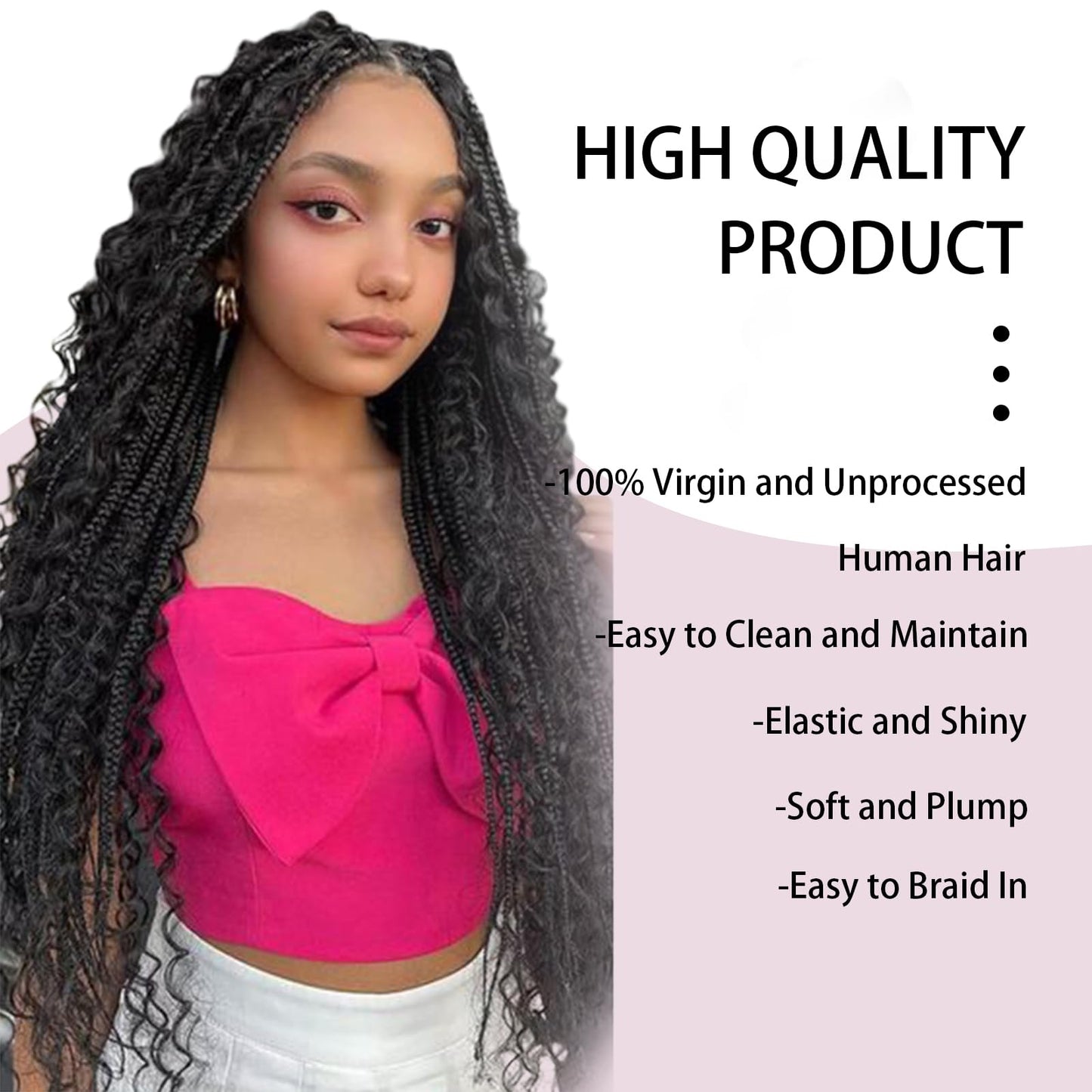 Deep Wave Bulk Human Braiding Hair 26 Inch 50g 1 Bundle/Pack No Weft Human Hair Bundles for Braiding 100 Percent Human Hair Deep Curly Braiding Hair for Boho Braids Natural Color